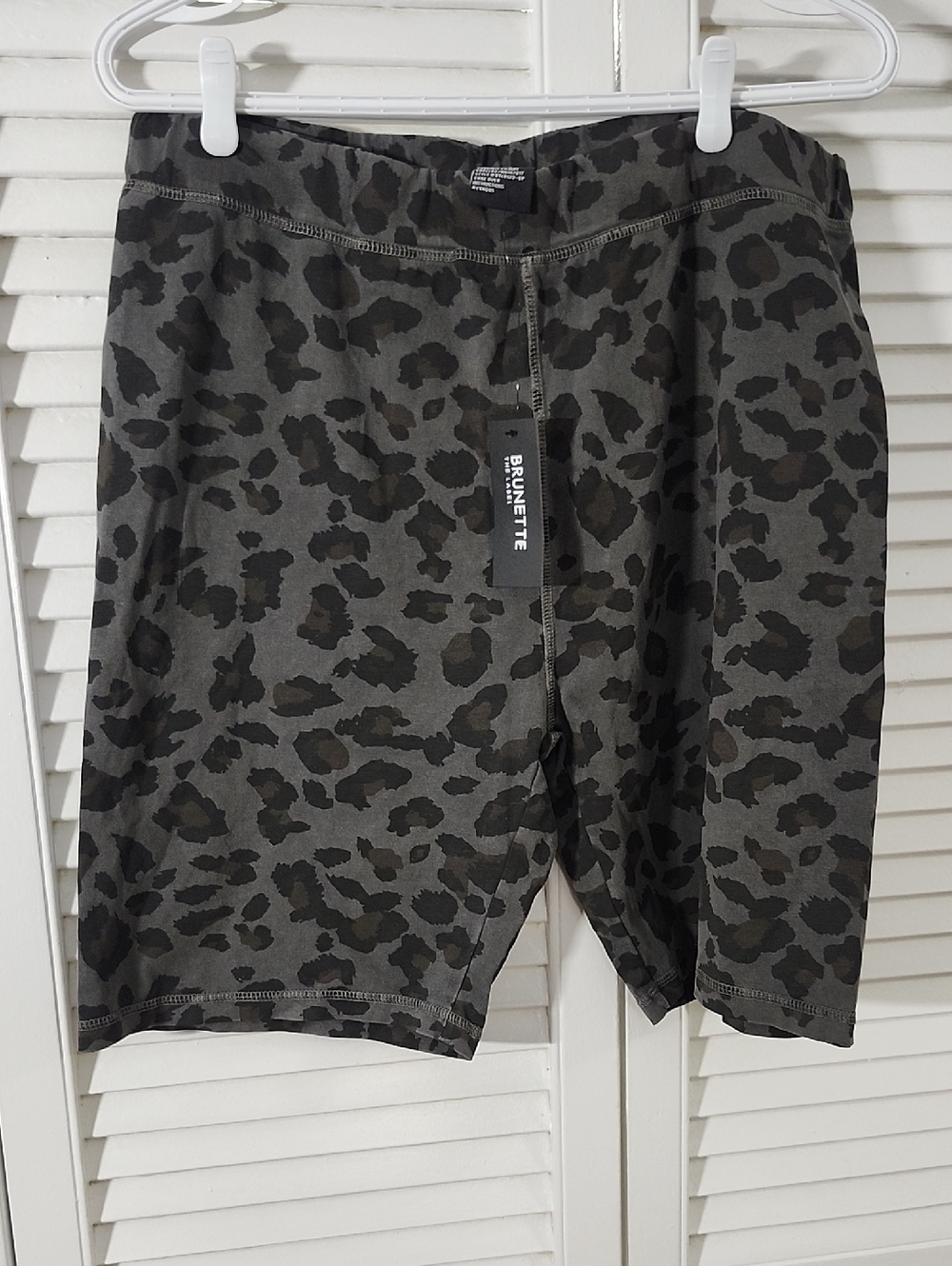 Brunette The Label Gray and Black Leopard Bike Shortsl